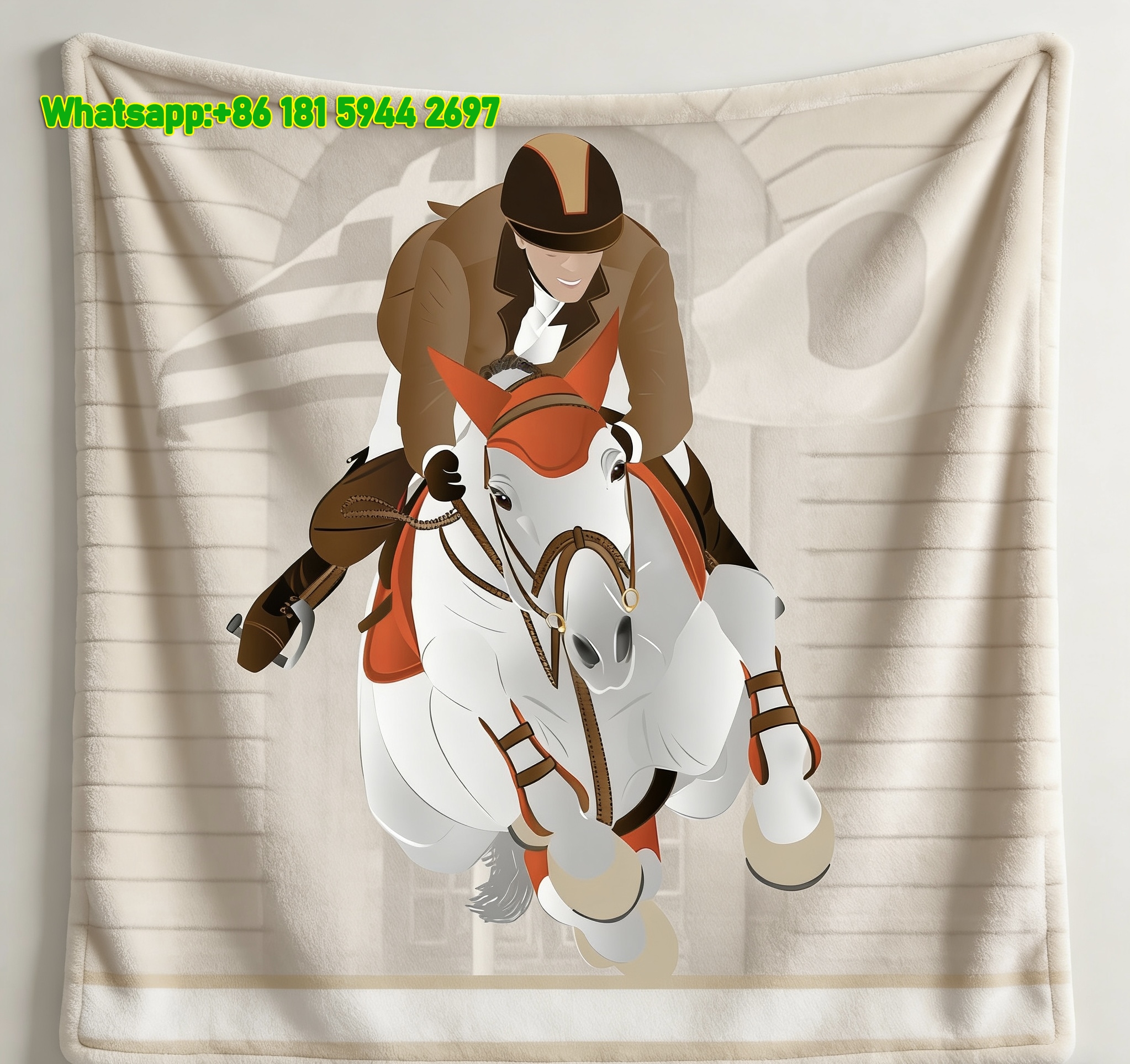 Hermes Equestrian Show Jumping Flannel Throw Blanket IMG_5462
